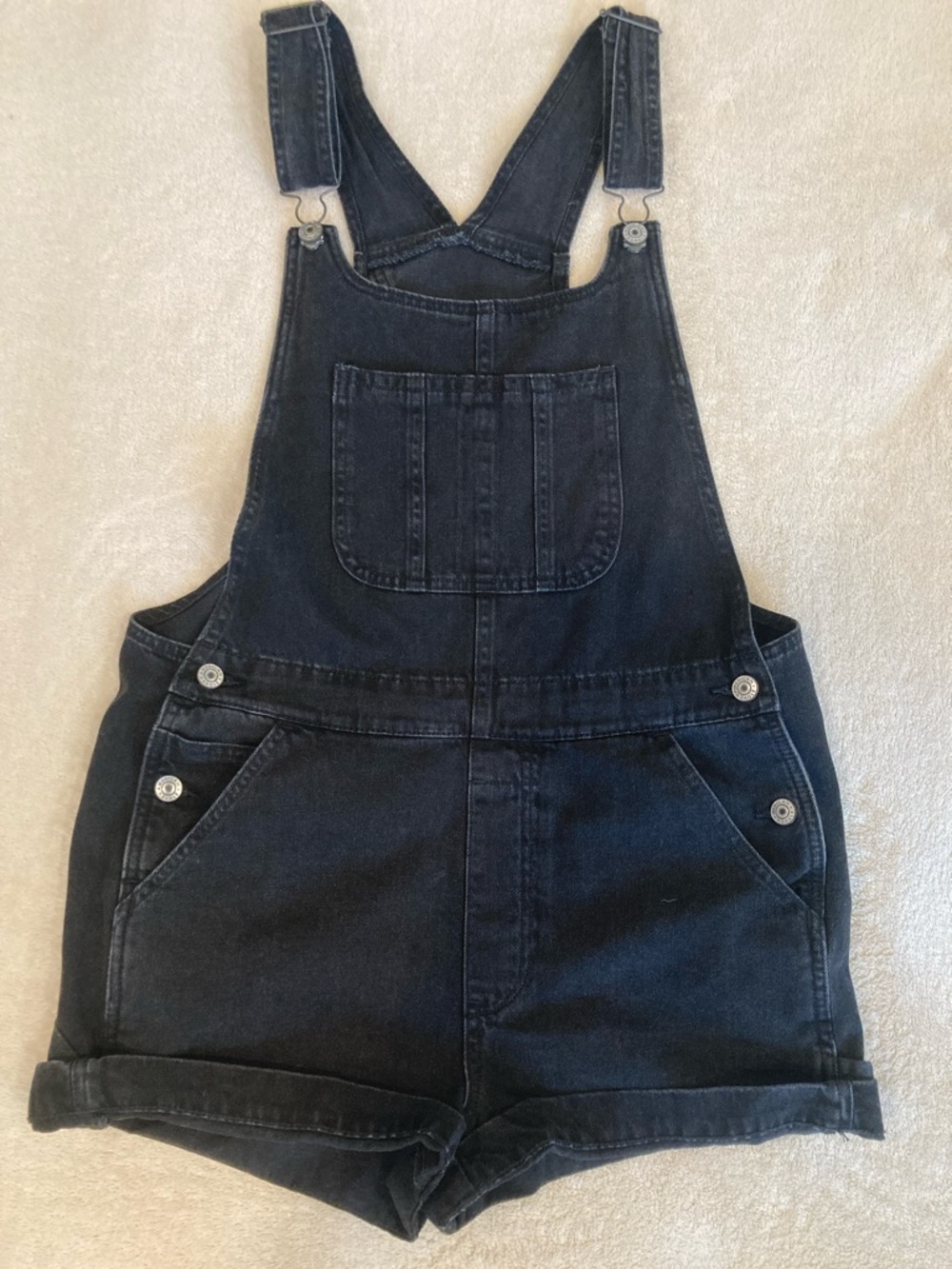 American Eagle Outfitters Black Denim Short Overalls - Hi-Rise Tomgirl Shortall